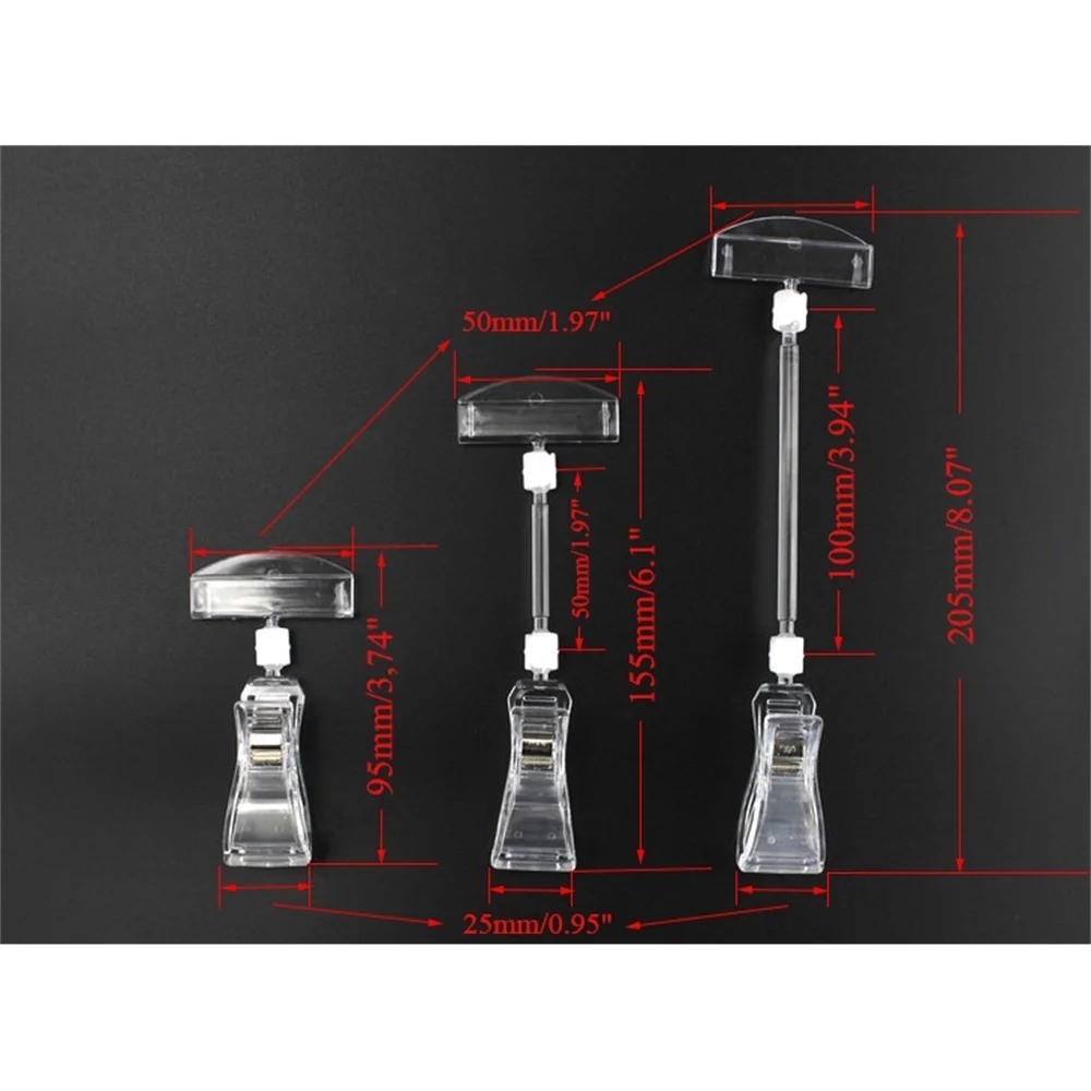 Clear Pop Plastic Sign Paper Card Display Price Label Tag Promotion Signage Clips Holders In Supermarket Retails 20pcs