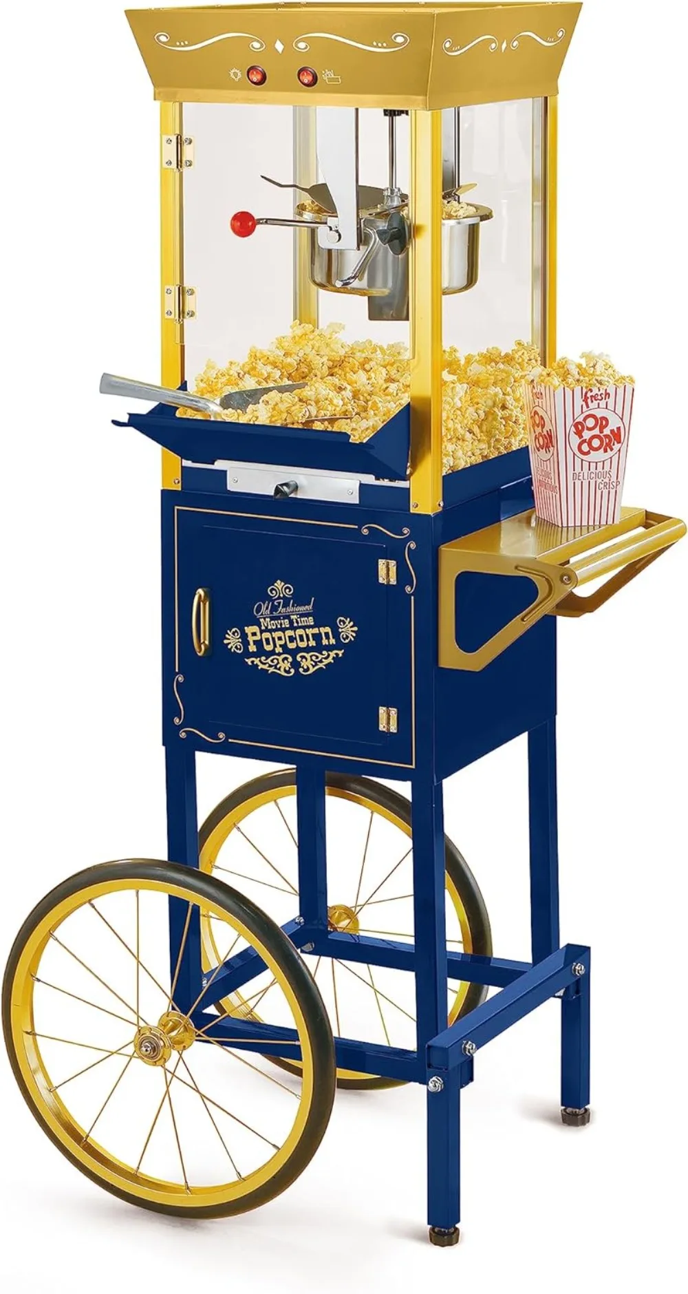 Nostalgia Popcorn Maker Machine - Professional Cart With 8 Oz Kettle Makes Up to 32 Cups - Vintage Popcorn Machine Movie Theater