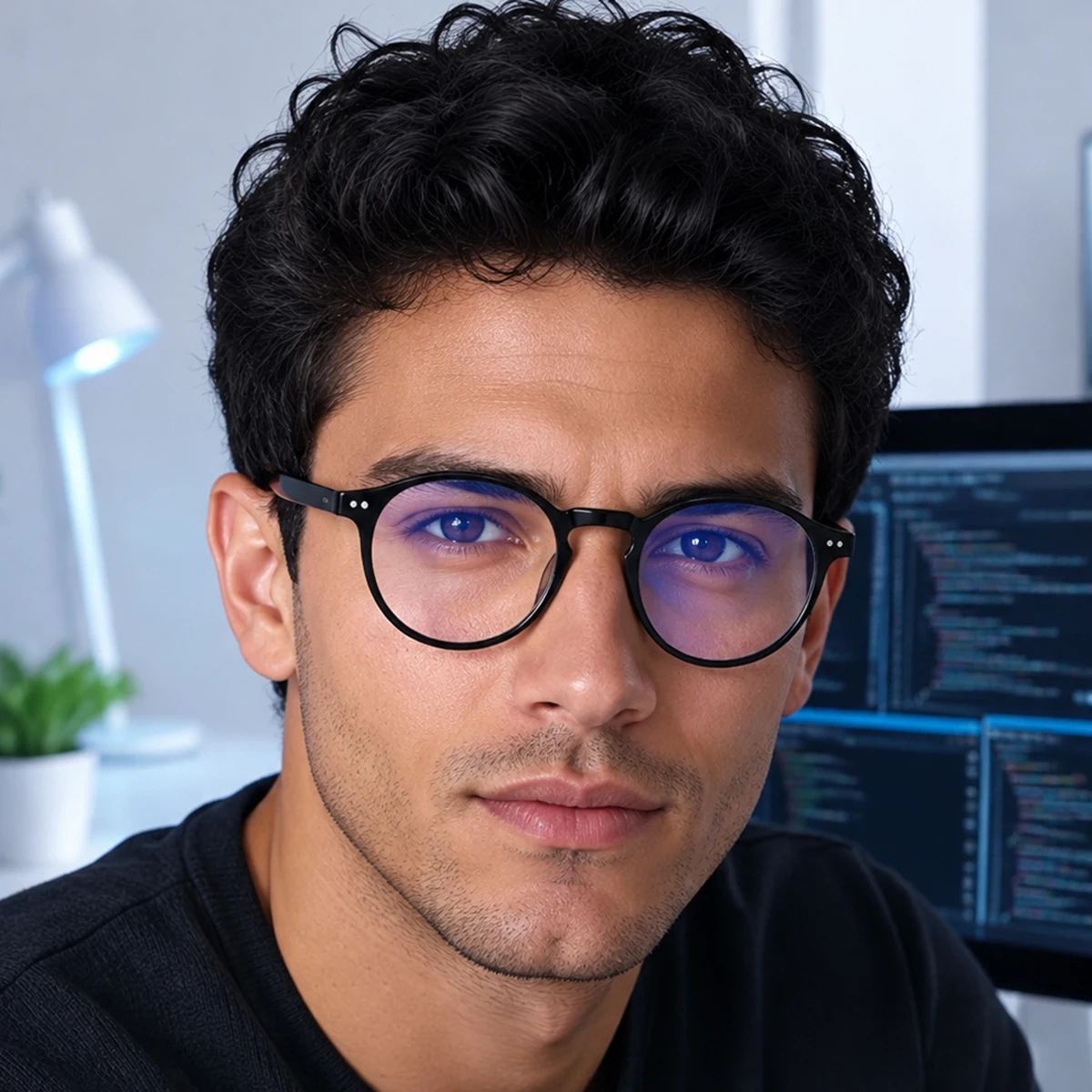 1 Pair of Men's Round-Frame Black Fashion Glasses, Fresh, Simple, Gentle, Understated, Elegant, Refreshing, and Durable, Men's Non-Prescription Glasses Suitable for Casual Walks and Everyday Wear