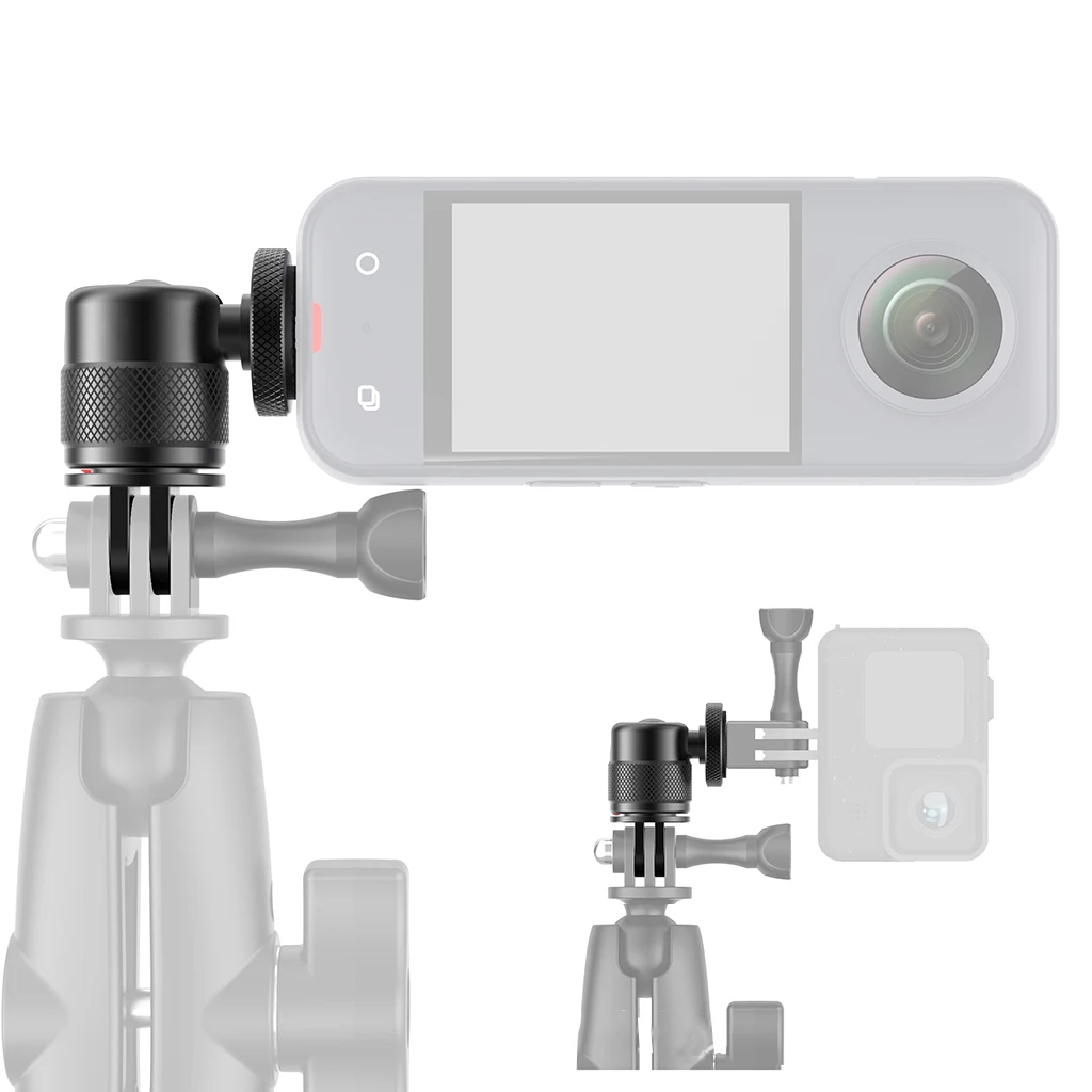360 องศาหมุนขาตั้งกล้องอะแดปเตอร์ 1/4 "สกรู Ballhead อลูมิเนียมสําหรับ GoPro Hero 13 12 สําหรับ insta360X4 Action กล้อง