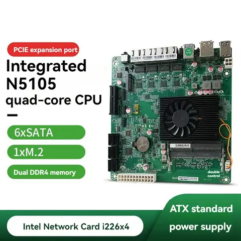 NAS 시스템 소프트 라우터용 마더보드, N5105 ITX 마더보드, 2.5G 네트워킹 포트, 6 SATA CPU 11