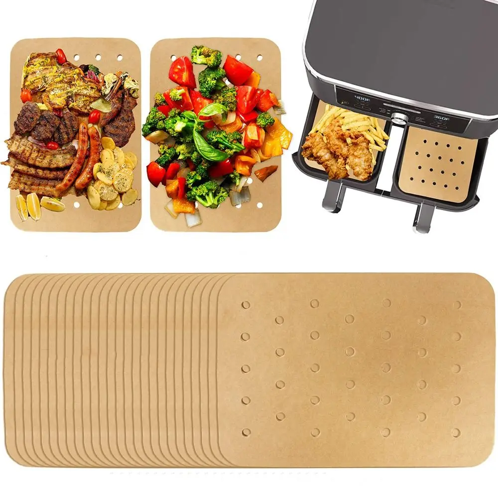 100pcs with Holes Air Fryer Paper Square Round Rectangular Non-Stick Baking Oil-proof Paper Parchment