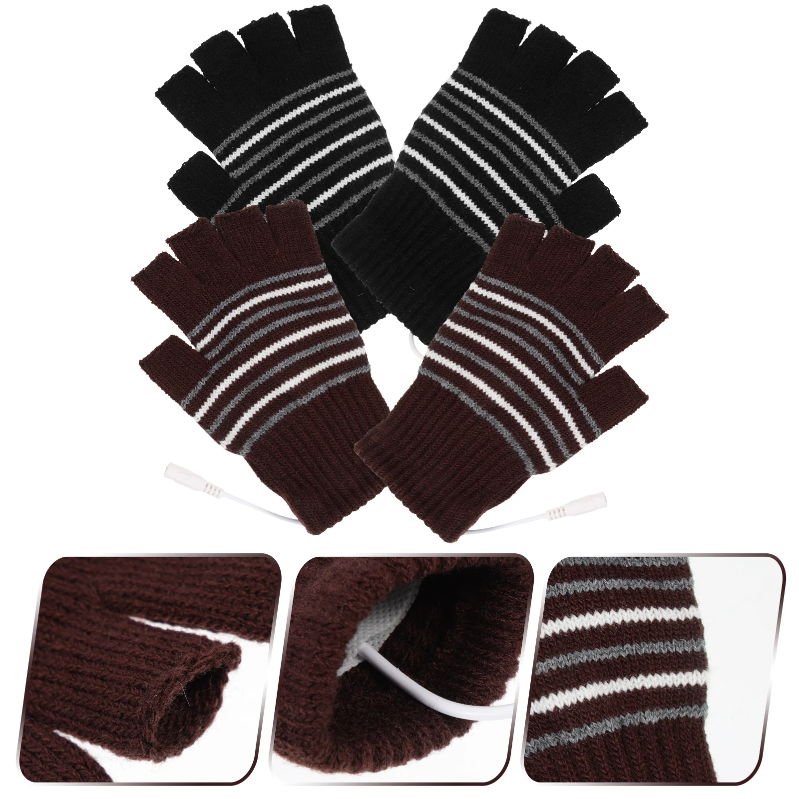 

2 Pairs Gloves Heated Warm Electronic Adjustable Heating Mitts Usb Electric Mittens Thermal Work