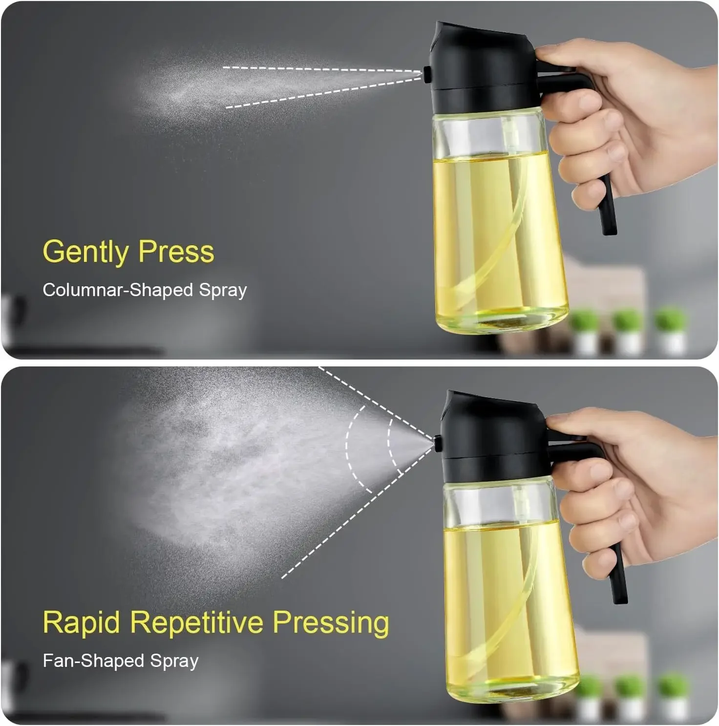 2 in 1 500ml Plastic Spray Oil Sprayer Bottle Spray Oil Dispenser Oil Jar Cruet BBQ Kitchen Baking Roasting Picnic Kitchen Tool