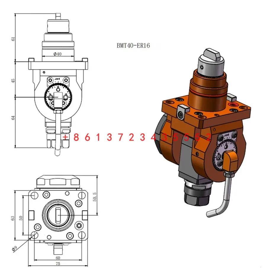 Imagem -03 - Cnc Power Head Tool Holder Brand Novidades Universal Bmw 40 45 55 65