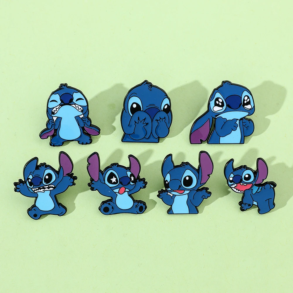 Disney Cute Creative Stitch Cartoon Brooches Fashion Lilo & Stitch Anime Figures Lapel Pins Kawaii Kids Jewelry Accessories Toys