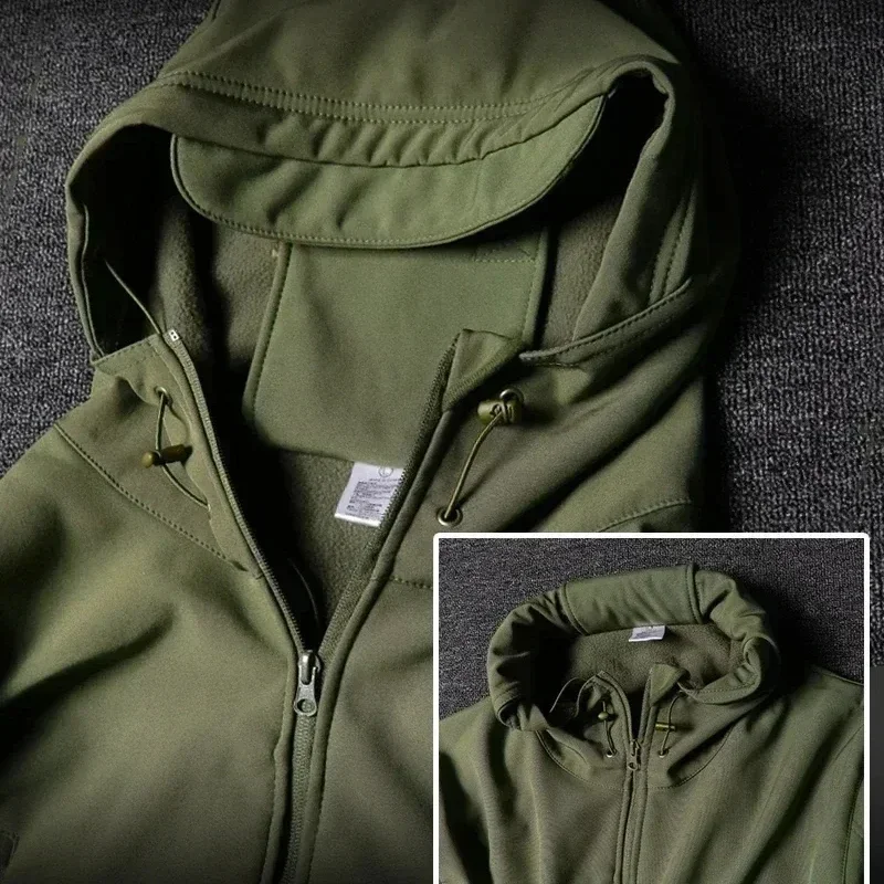 Soft Shell Kampf Anzug Militär Uniform Armee Jacken Mit Kapuze Top + Atmungsaktive Langarm Cargo Hosen Männer Jagd Sets Multi-tasche – Detail 16