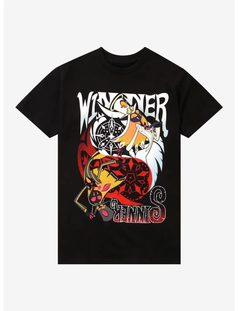 2026 Hazbin Hotel Vox Solo Metall-T-Shirt kann sowohl von Männern als auch von Frauen getragen werden, mit modischen Kurzarm-Shirts aus reiner Baumwolle. – Detail 9