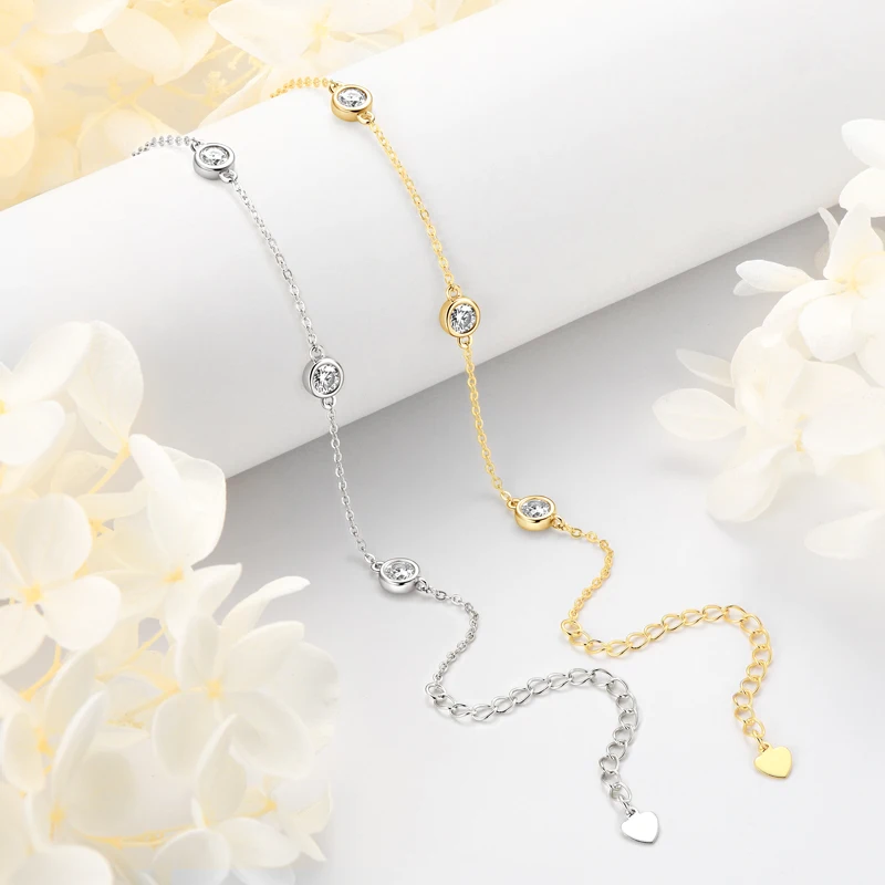 

Сертифицированный Ehhai GRA 4 мм круглый браслет из муассанита для женщин, стерлинговое серебро S925, подвесные цепочки для свадебных украшений, подарки Pulseras