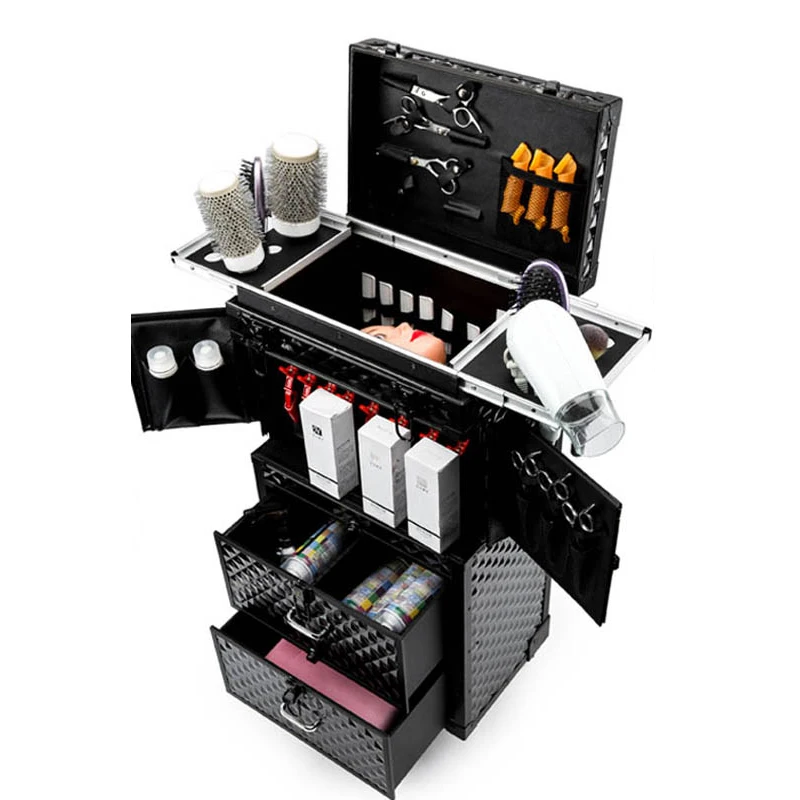 High-end Professional Hairdressing Trolley Luggage Toolbox Salon Hairdresser Beauty Makeup Large Luxury Drawer Cosmetic Case