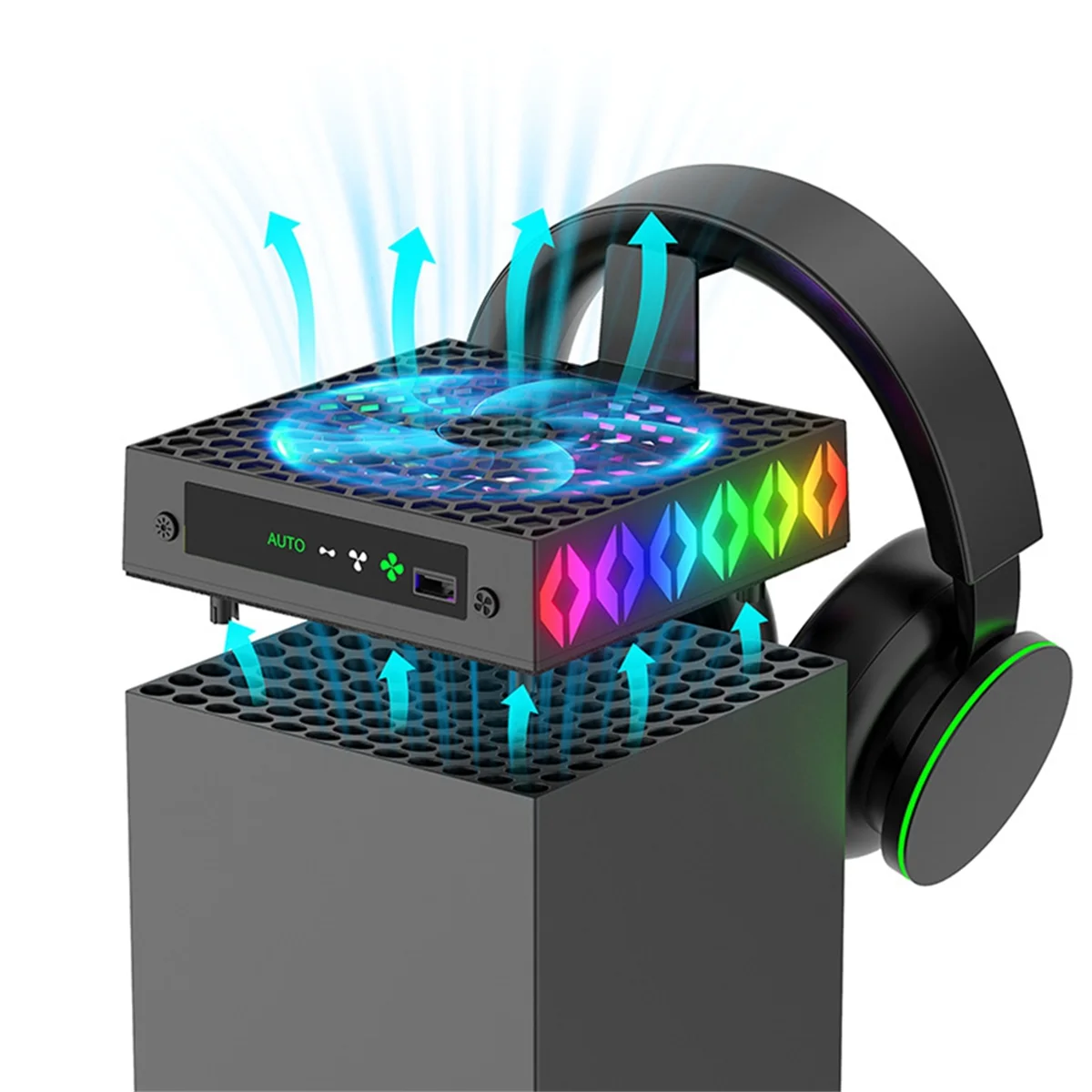 POP-lCooling Fan สําหรับ Xbox Series X RGB พัดลมควบคุมอุณหภูมิอัจฉริยะเสียงรบกวนต่ําสําหรับ Xbox Series