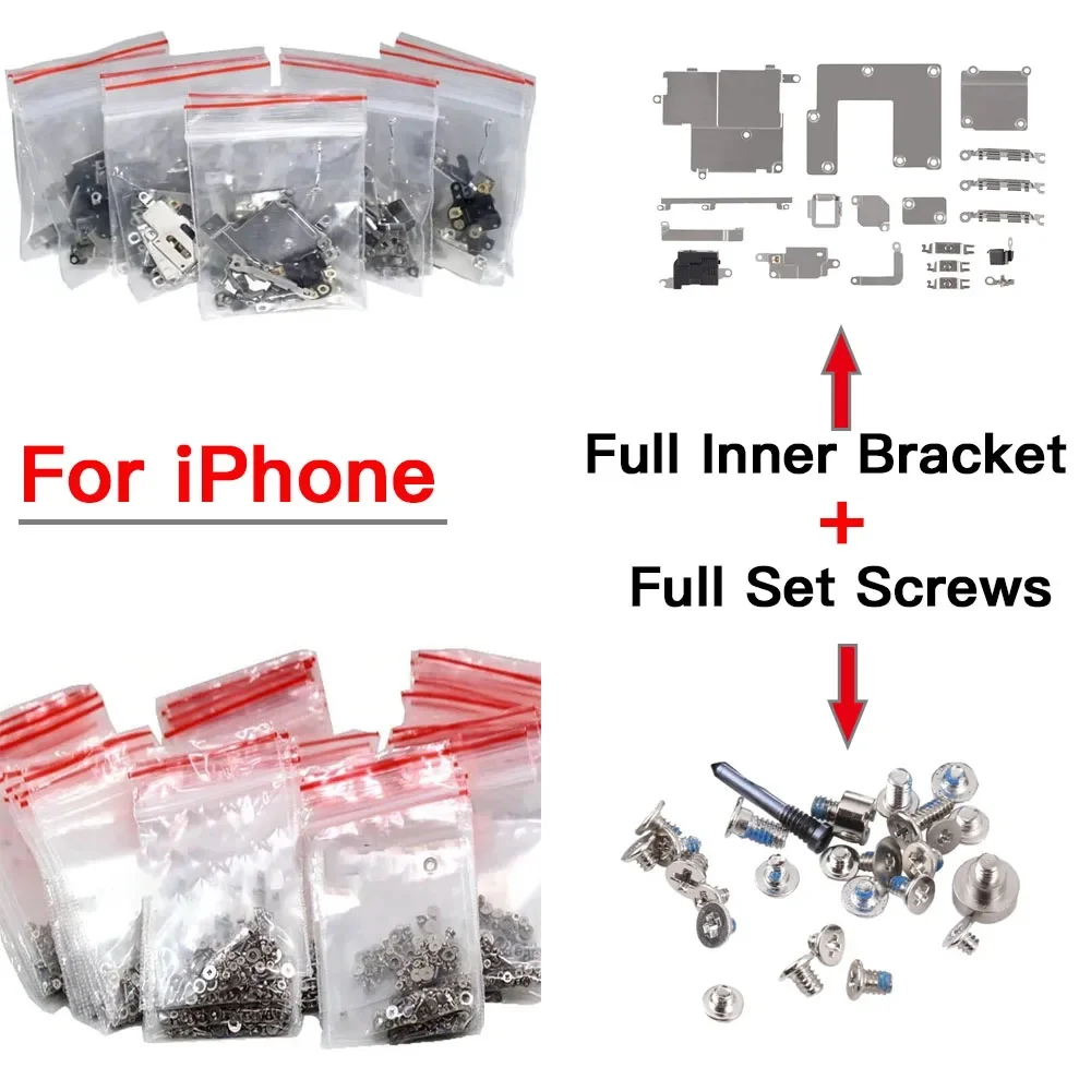 Inner Complete Screws Set & Internal Metal Bracket Kit Replacement Parts for iPhone 7 8 X Xs 11Pro Plate Cover with Bottom Screw