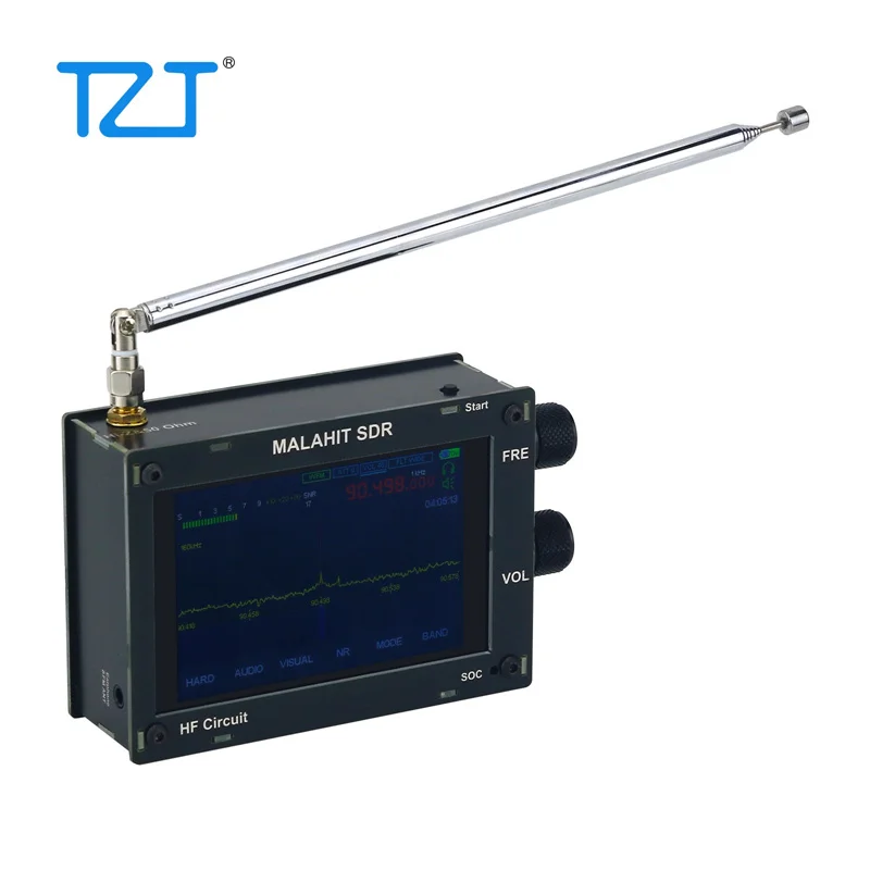 TZT Hi-Fi Audio 50 кГц-2 ГГц малахитовый SDR DSP SDR приемник радио 1.10C AM/SSB/NFM/WFM с динамиком 3,5-дюймовый экран серебристый/черный