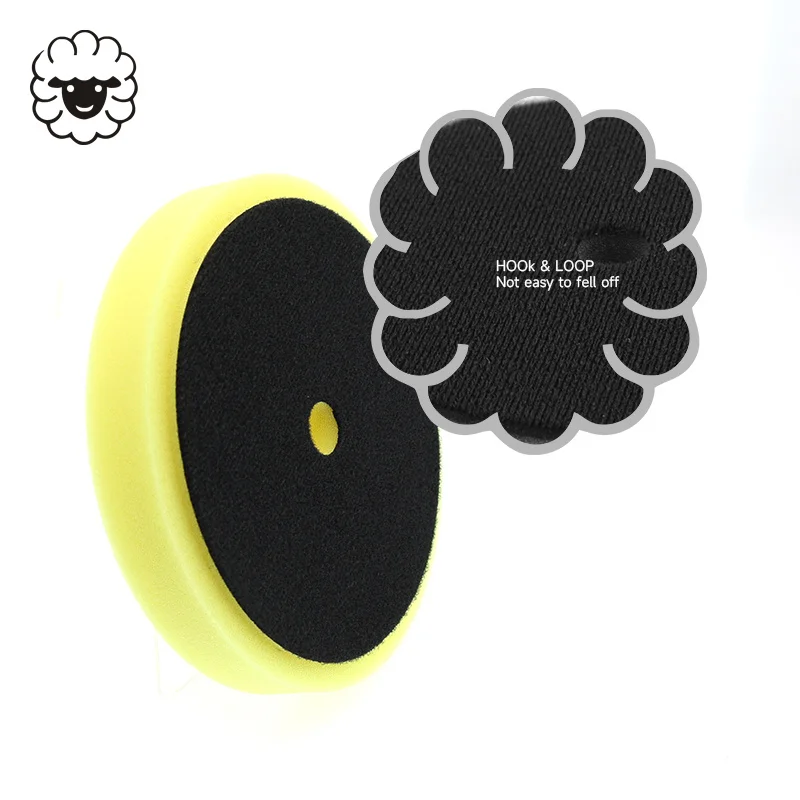 1000Sheep Classic Shape 5'' Soft Yellow foam swirl remover Buffing and polishing pad waxes sponge polierpad