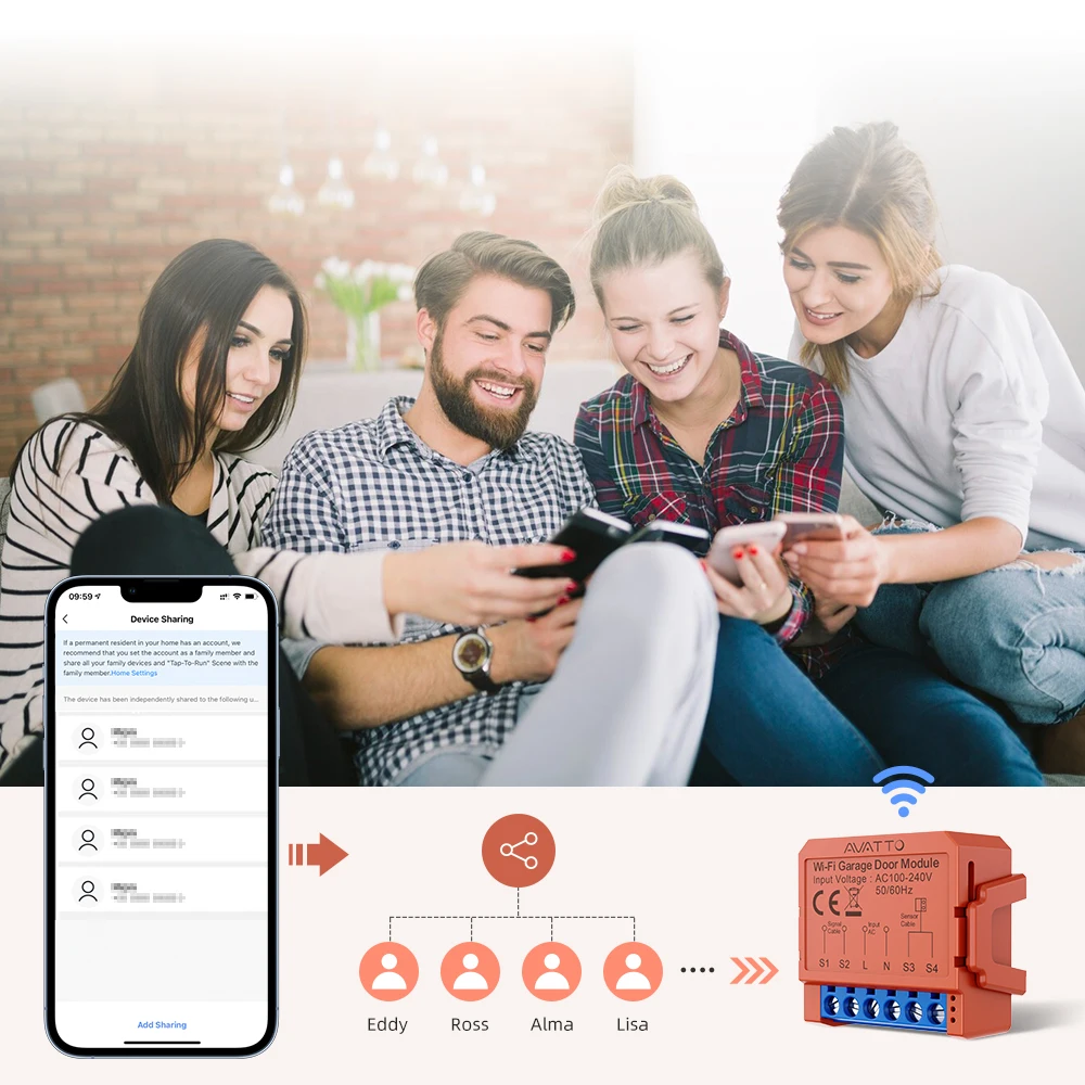 AVATTO WLAN-Garagentoröffner, Smart App Fernbedienung, Sprachsteuerung, Tor- und Türschaltermodul, kompatibel mit Tuya, Alexa, Google Home, Alice – Detail 7