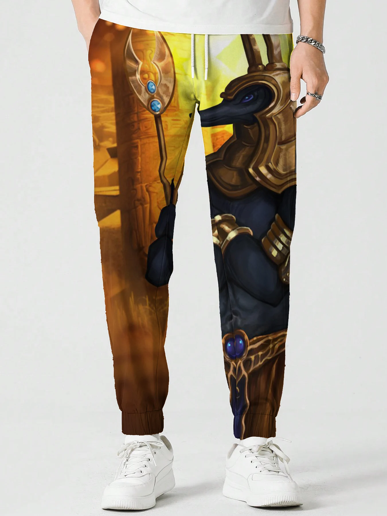 Pantalones con estampado de Anubis para hombre y mujer, pantalón de chándal informal, ropa de calle para correr, mitología egipcia antigua, otoño