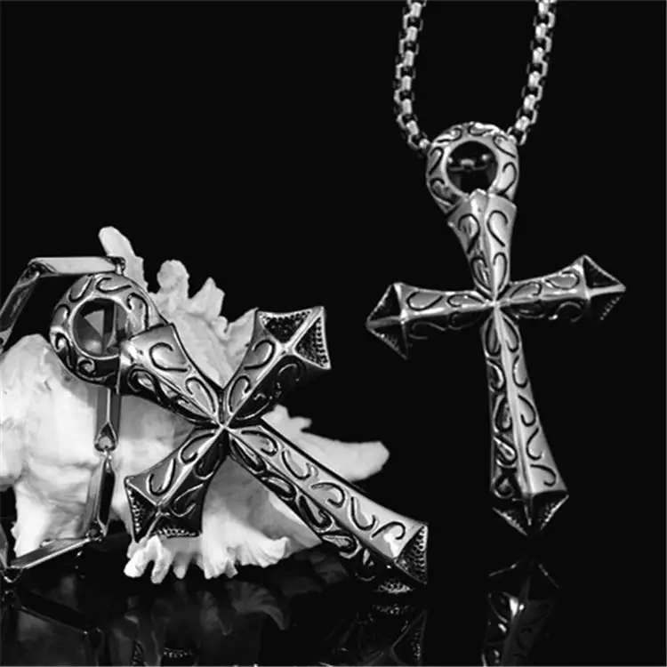 Outdoor Portable EDC Retro Multifunctional Titanium Steel Cross Necklace Tool