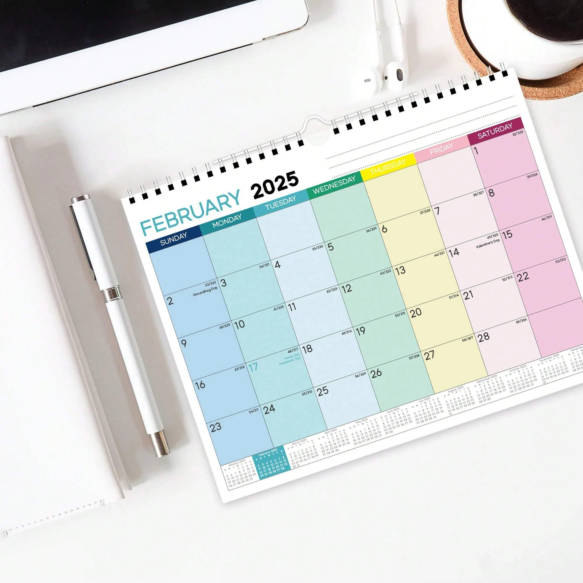 2025 Calendar - Wall Calendar 2025,Jan. 2025 - Dec. 2025,12 Monthly Calendar with Thick Paper Hanging Hook - Colorful Lump