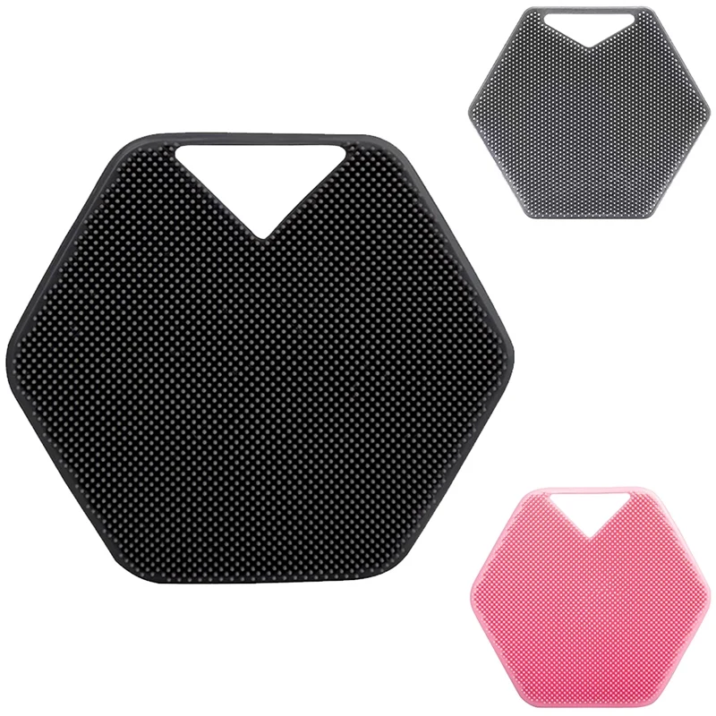 3 Pieces Silicone Exfoliating Body Scrubber Shower And Bath Accessories With Storage Hooks Easy To Clean - Pink