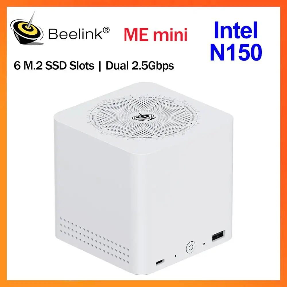 Stockage réseau domestique MINI hôte Beelink ME Mini NAS Intel Twin Lake N150 LPDDR5 4800MHz 12GB RAM 2T SSD WiFi6 4K double 2.5 Lan