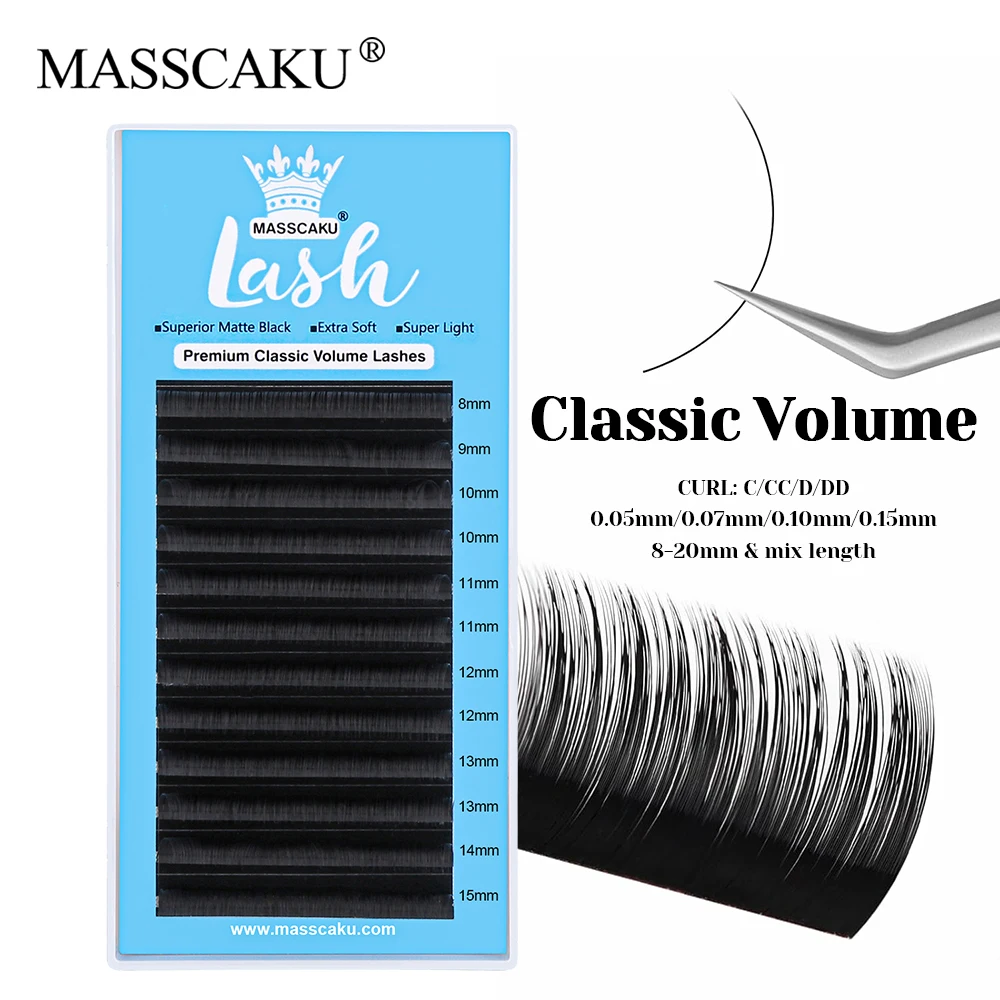 

Wholesale 0.05/0.07/0.10/0.15mm Thickness 3D Effect Classic Volume Lashes Premium Faux Mink Material Regular Eyelash by MASSCAKU