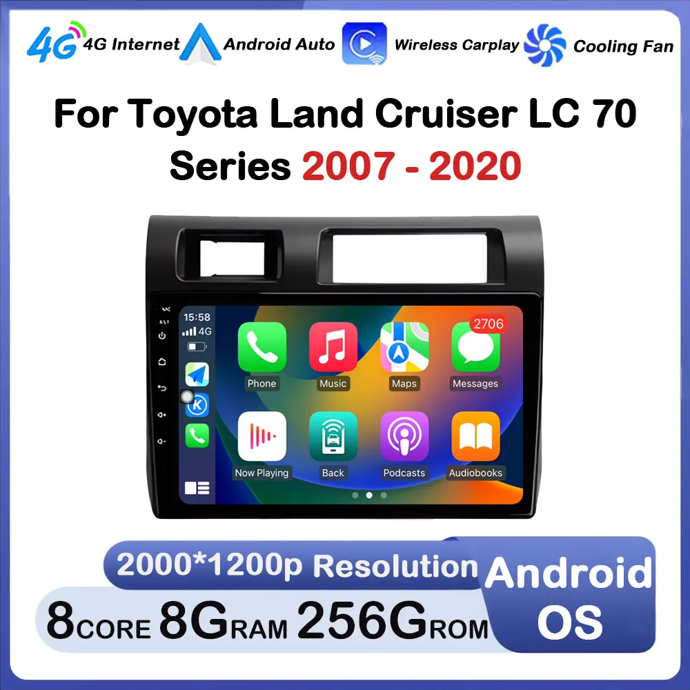 

Android Auto for Toyota Land Cruiser LC 70 Series 2007 - 2020 Car Radio Navigation GPS Stereo Video 4G Wifi QLED Touch Screen