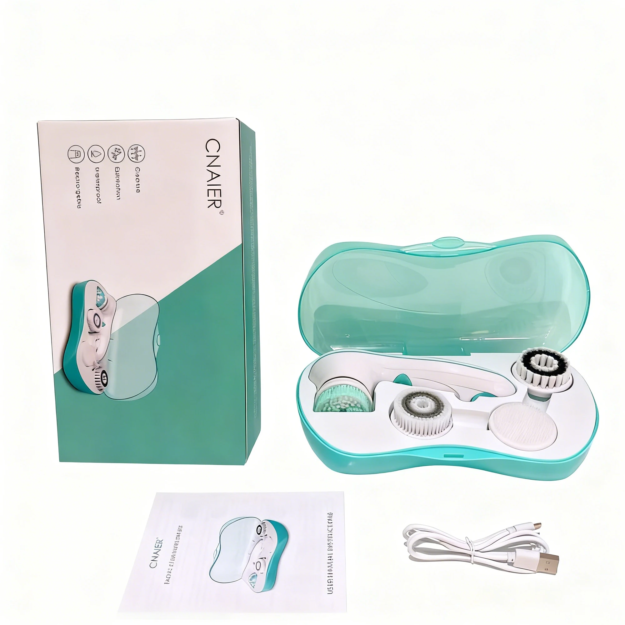 فرشاة تنظيف الوجه 4 في 1، منظف الوجه الكهربائي، ماكينة غسيل سبا للعناية بالبشرة، مدلك تنظيف الرؤوس السوداء #6