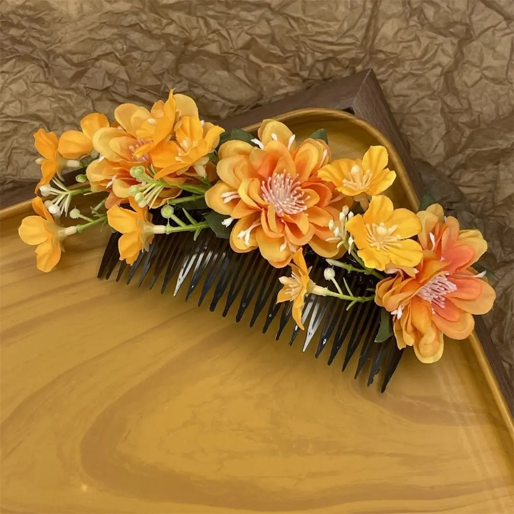 

Расческа для волос с цветком, боковой зажим, заколка для волос, заколка для волос с цветком, головные уборы в корейском стиле, свадебные аксессуары для невесты в этническом стиле