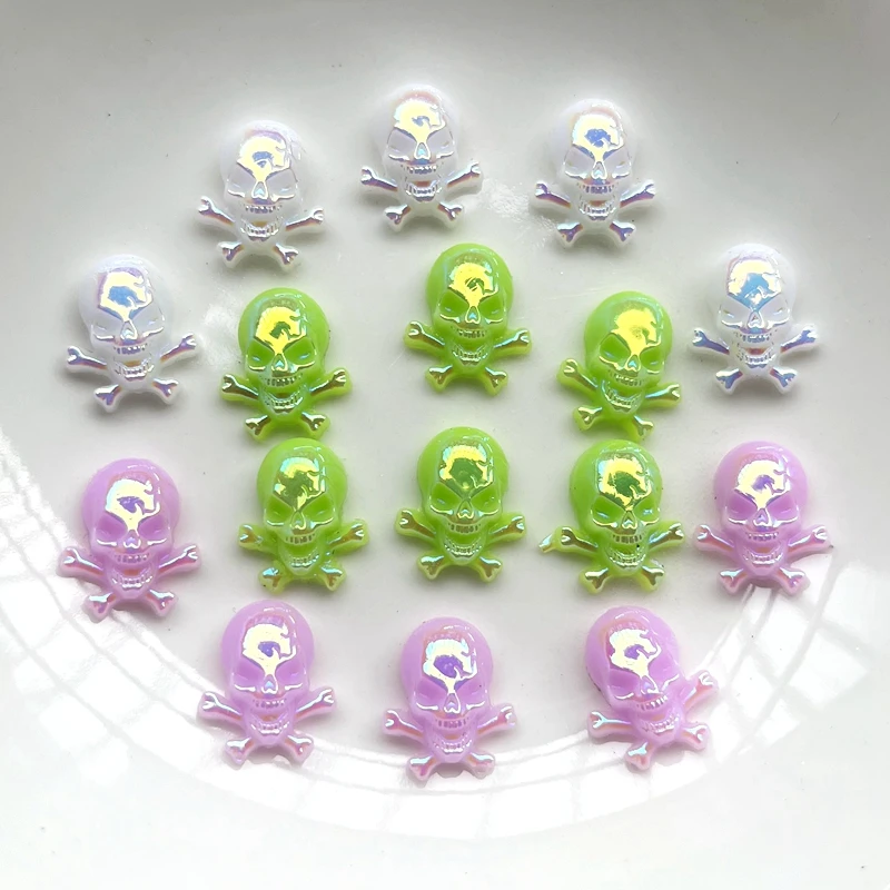 40pcs flat back skull shape14x12MM mixed color rhinestone crystal rhinestone DIY nail decoration jewelry accessories
