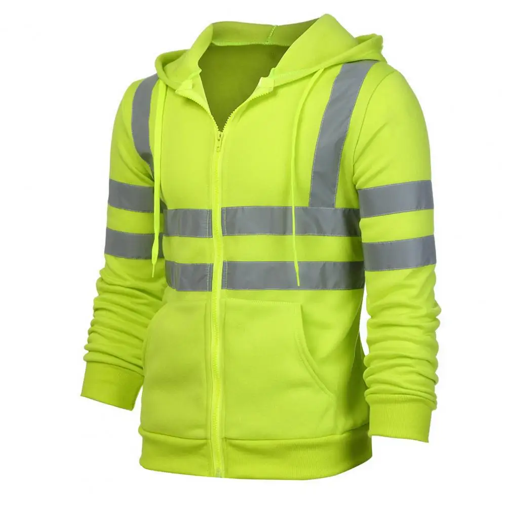 Sudadera con puños elásticos Sudadera con capucha de seguridad reflectante de alta visibilidad para trabajadores de cambio nocturno Reflectante de 360 grados para correr