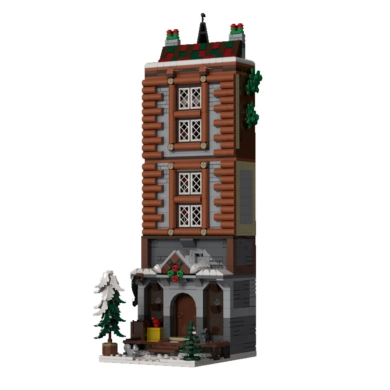 Giocattolo da costruzione MOC - set di giocattoli di assemblaggio creativo con statuetta modello di piccola casa in stile invernale - regalo di festa adatto a tutte persone