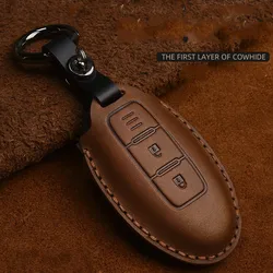 Crazy Horse Leather Car Key Case For Infiniti EX35 FX35 FX50 M56 G35 G37 JX35 QX50 QX60 QX80 Nissan Keychain Protect Bag Cover