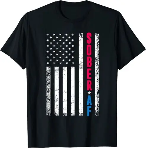 US Flag Support Sobriety Cause, Recovery Sober T-Shirt