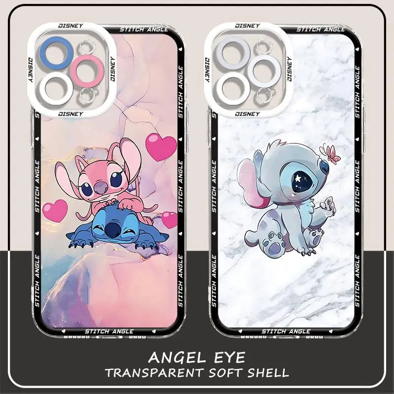 Disney Stitch Marble Art Phone Case for Apple iPhone 11 13 14 ProMax 15 Pro 7 8 Plus 12 Mini X XS Max XR SE 2022 Silicone Cover