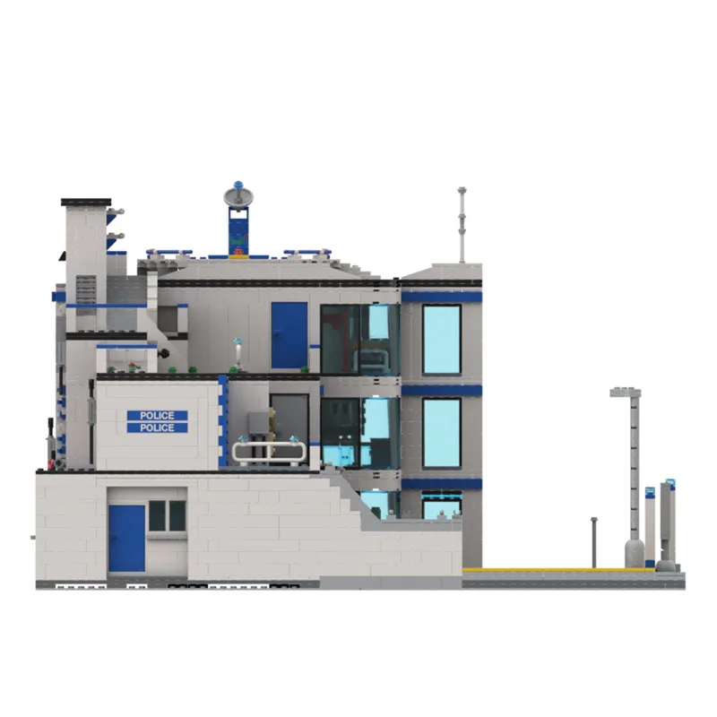 

MOC-165276 Городской полицейский участок, строительный блок, модель 5919 деталей, детский день рождения, Рождество, строительный блок, игрушка в подарок