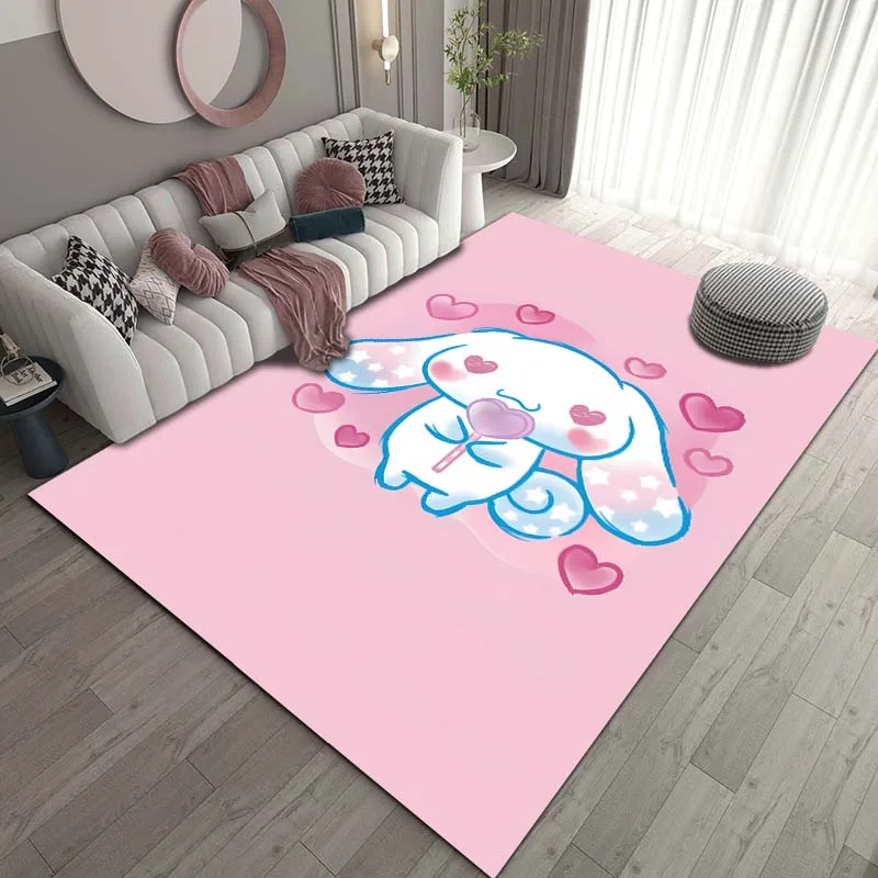 Sanrio Kawaii Cinnamoroll Printing Carpet for Living Room Bedroom Kid\'s Room Home Decor Pink Room Decor Area Rug Non-slip Mat