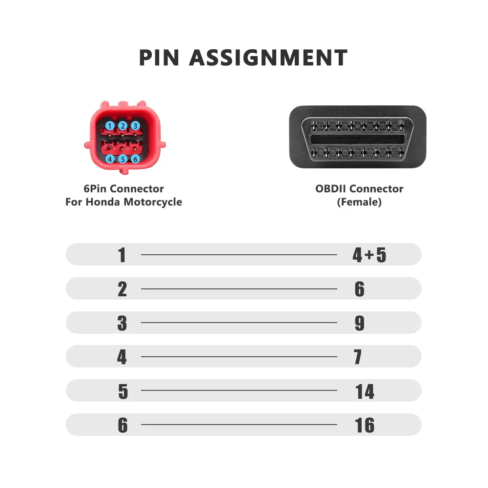 Cabo diagnóstico da motocicleta 4pin/6pin plug cabo de moto cabo de diagnóstico para honda 4pin para honda 6pin para obd2 16 pinos cabo