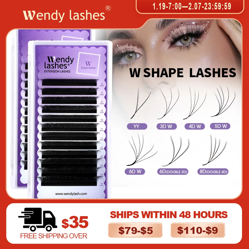 Wendy Lashes YY Shape Eyelash Extensions Automatic Flowering W Shape Bloom 3D 4D 5D 6D 8DPremade Supplies Black Lashes Cilios 5D