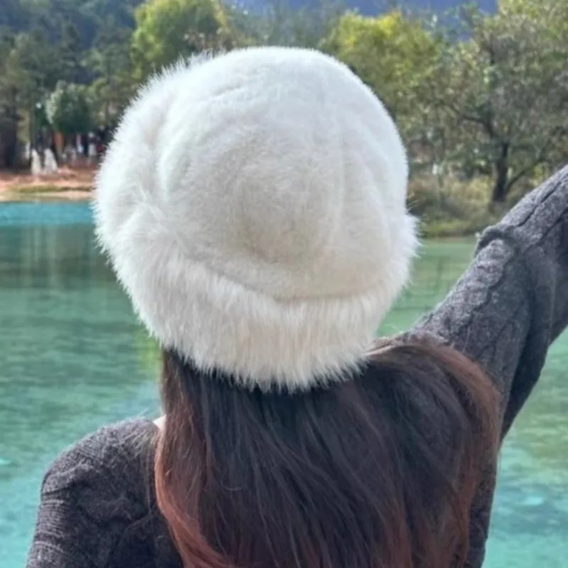 フェイクファー-モンゴル帽子-耳当て付き-防風-冬用-暖かい-厚手のプラッシュ裏地-ユニセックス-アウトドア-寒さ対策-トラッパーハット