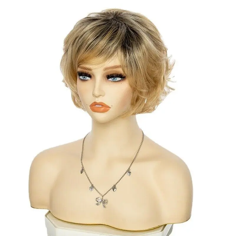 Synthetic fashionable blonde natural short curly hair high temperature wire wig