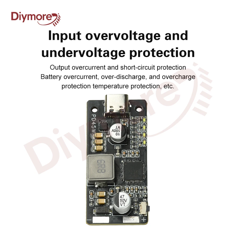 PD45W Lithium Battery/Lithium Iron Phosphate Battery Charge/Discharge Module QC2.0/QC3.0/QC3.0+ Output Fast Charging Type C 2-6S