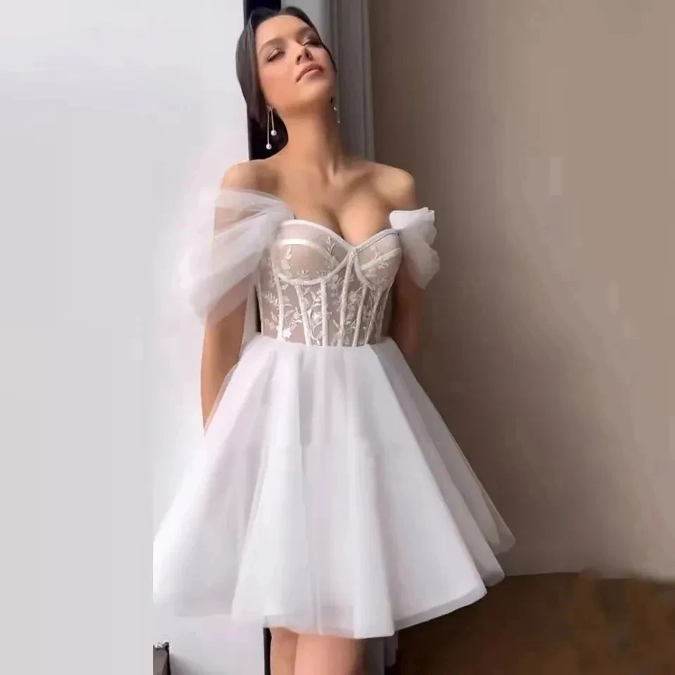 Nuevo vestido de novia corto sexy simple calcomanía de encaje cariño sin espalda vestido de fiesta formal vestido de novia princesa personalizado 2024