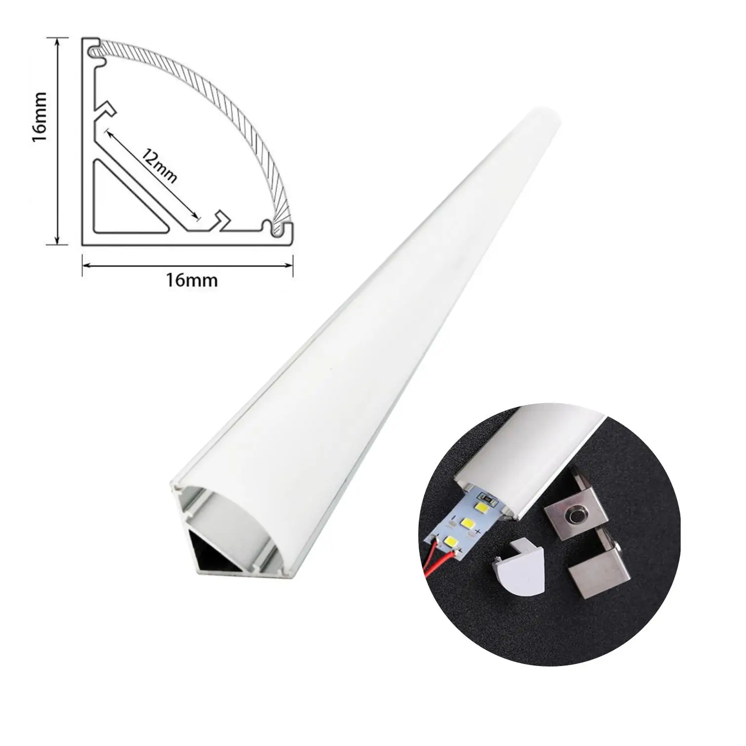 LED Aluminum Profile Housing for 50cm LED Bar Lights, 1616 V Shaped and 90 Degree Triangle, DIY Strip Light Mikly Corner Lamp