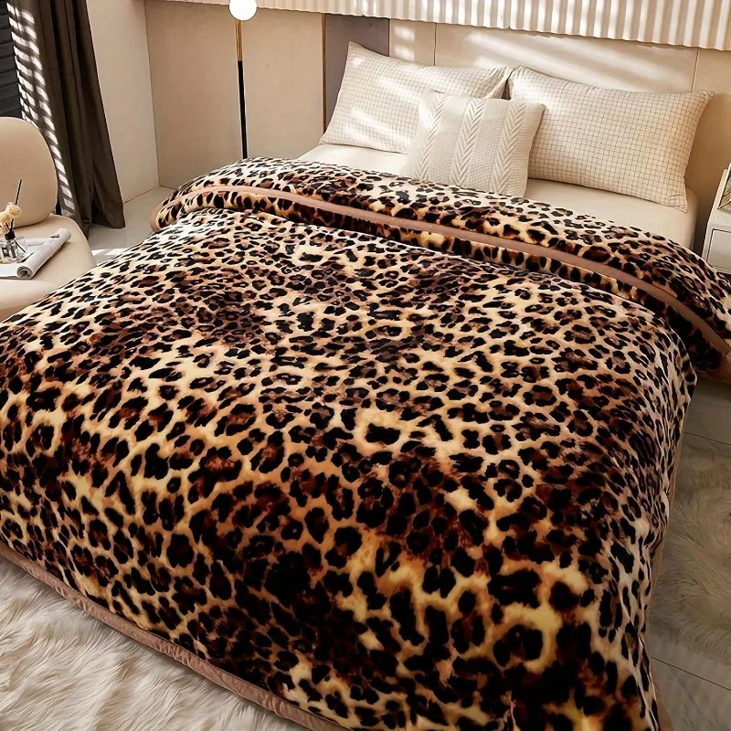 

Chic Leopard Pattern Blanket, Super Soft All-Season Throw for Sofa & Bedroom, Fierce Animal Decor Home Cover