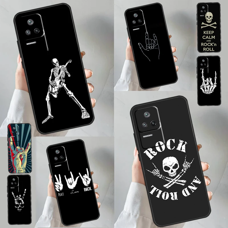 Rock Roll Skull Case For Xiaomi 13 12 Lite 11T 12T Pro 12X POCO X3 X5 F5 Pro F3 F4 X4 GT M5s Back Cover