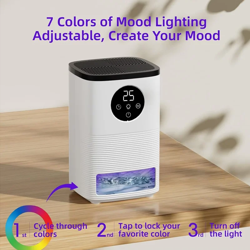 Deshumidificador inteligente para purificar el aire, pequeños electrodomésticos, armario, sótano, dormitorio, deshumidificación de aire, deshumidificador portátil