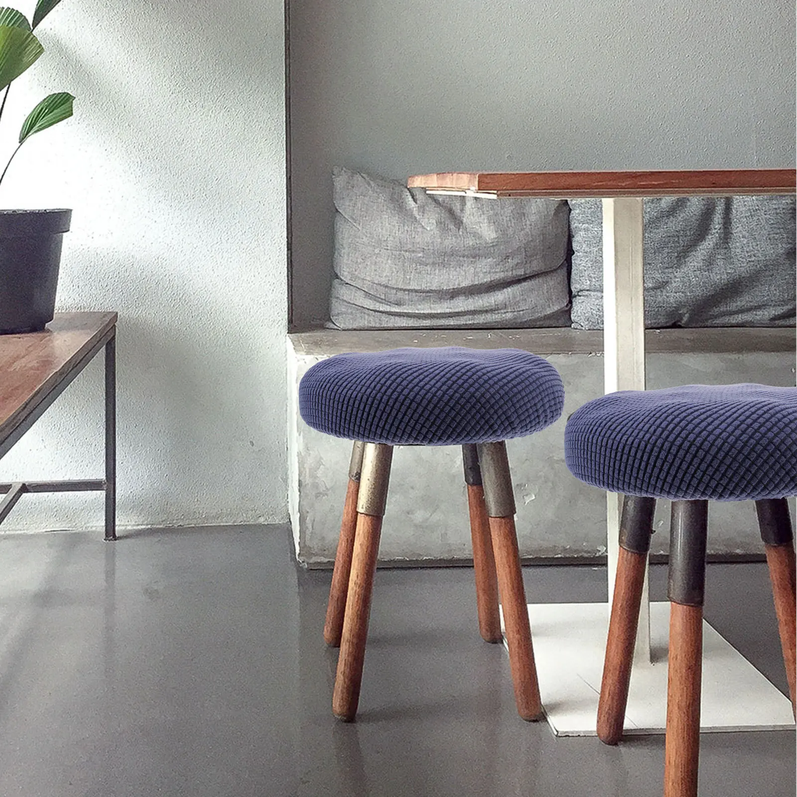 

Round Stool Cover Chair Protector Anti Dust Home Use Polyester Dining Chairs Seat Covers Foldable Armchair Slipcover