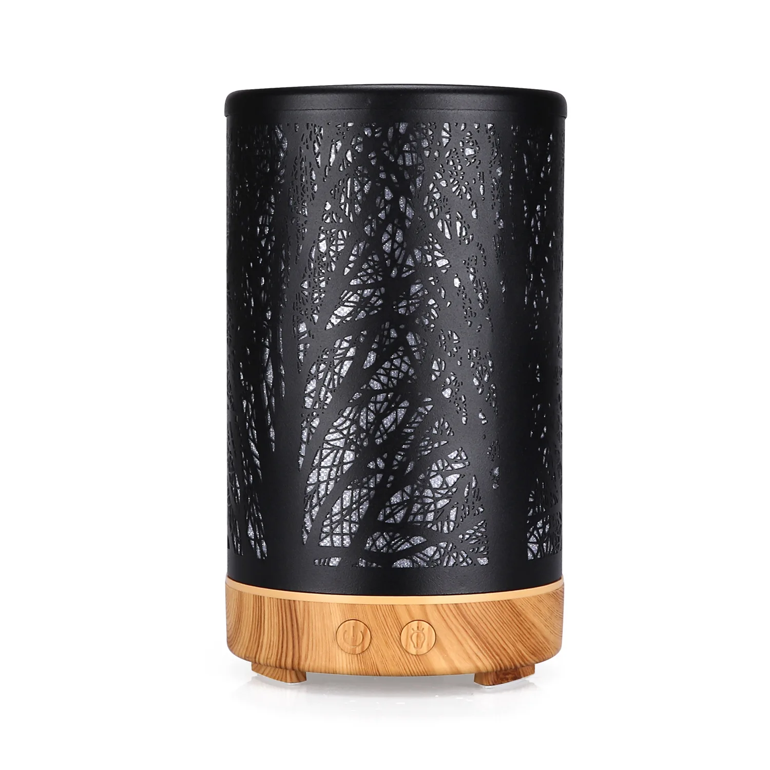 2023 New Iron Craft 100ml Aroma Diffuser Desktop Small Wood Grain Humidifier Night Light Essential Oil Diffuser