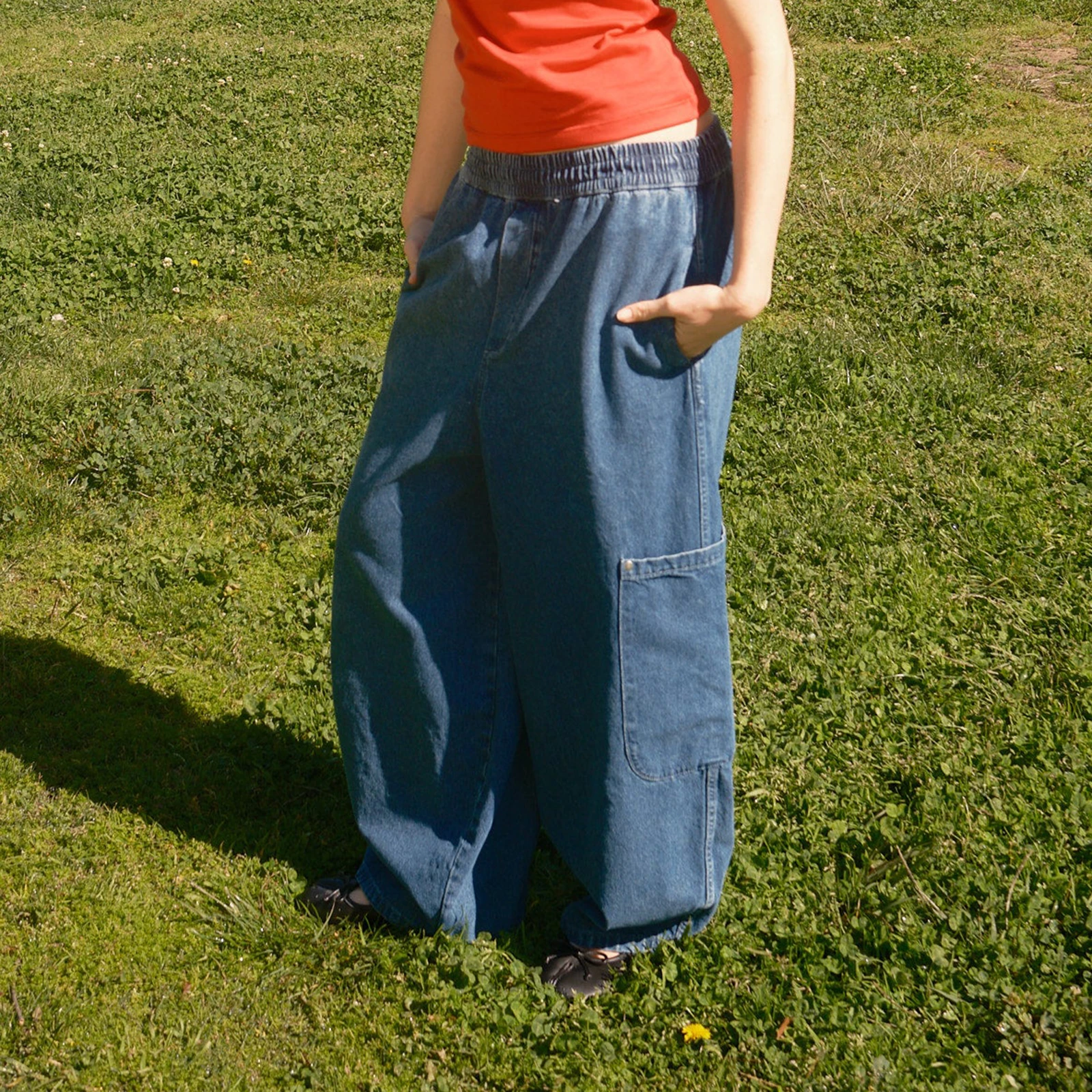 Dourbesty Frauen Herbst Vintage Baggy Jeans Hohe Taille Breite Bein Hosen Jeans Y2K Punk Elastische Taille Denim Tasche Hosen Hosen