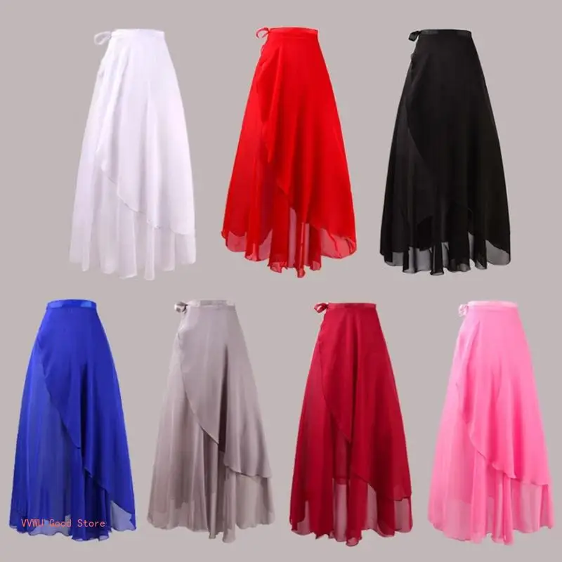 Women Wrap Dance Skirt Girls Long Dance Skirt Ballet Wrap Skirt Dance Skate Over Scarf Skirt Dancewear